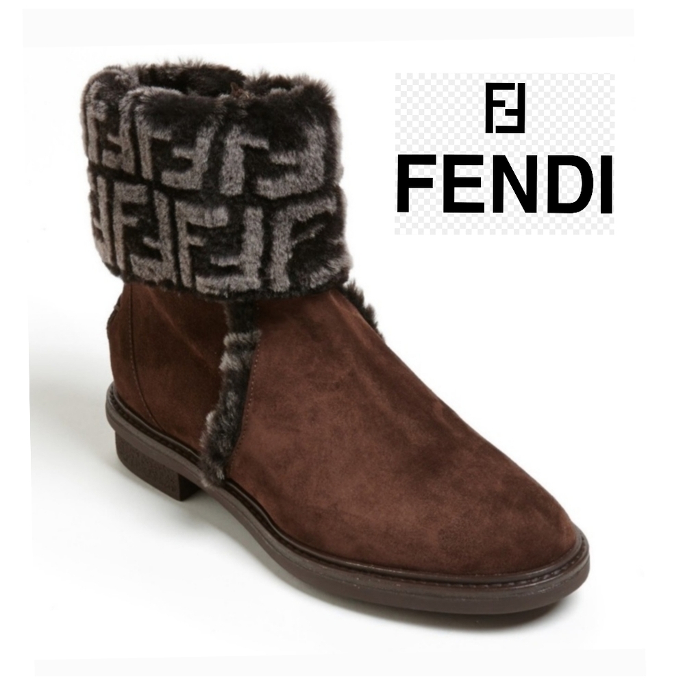 Fendi | Authentic Monogramed Fur Ankle Boots